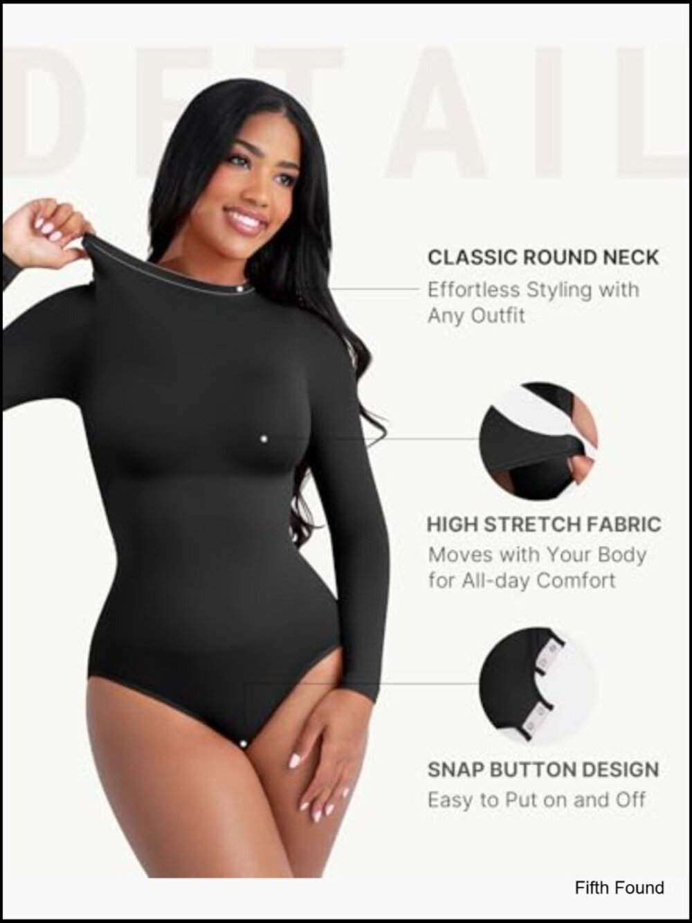 Seamless Long Sleeve Bodysuit Shapewear Tummy Control Compression Shirt - Picture 5 of 7